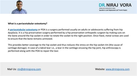 PPT - Periacetabular Osteotomy (PAO): Hip Surgery | Dr Niraj Vora PowerPoint Presentation - ID ...