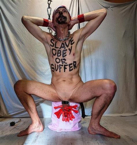 Naked Pathetic Slave During Gay BDSM Sessions With Body Writing Photo BoyFriendTV