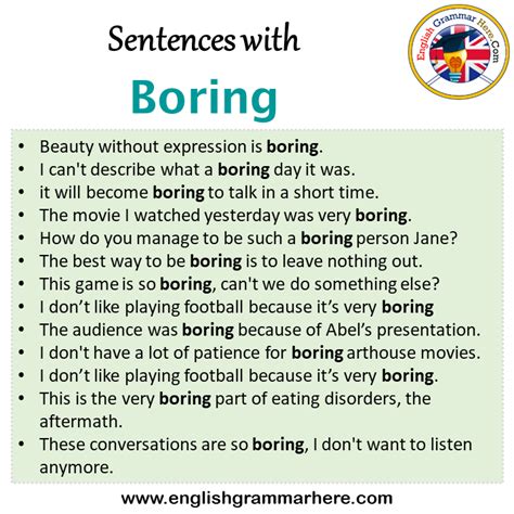 Sentences With Boring Boring In A Sentence In English Sentences For