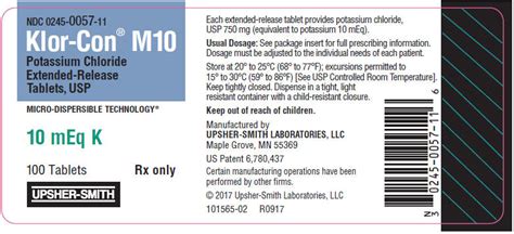 Klor Con® M Potassium Chloride Extended Release Tablets Usp 10 Meq 15 Meq And 20 Meq Micro