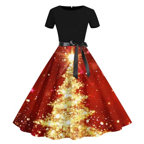 Frostluinai Cocktail Dresses for Women Merry Christmas Knee Length
