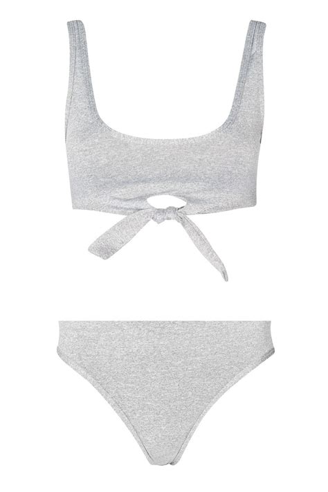 Knot Front Crop Top And High Waist Bottoms Bikini Set By Evil Twin Swimwear Beachwear