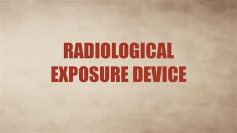 Radiological Exposure Device RED Radiation Emergencies CDC