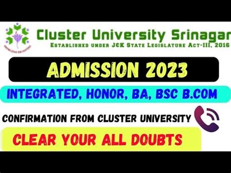 Ug Integrated Honor Ba Bsc Bcom Admission Cluster University