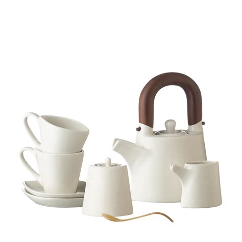 Jual Teapot Set Set Peralatan Minum Teh Kopi Jenggala Bruka Putih