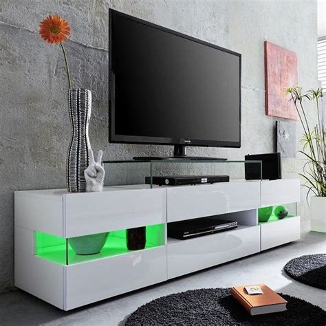 Kirsten Modern TV Stand In White High Gloss With 4 Doors And LED