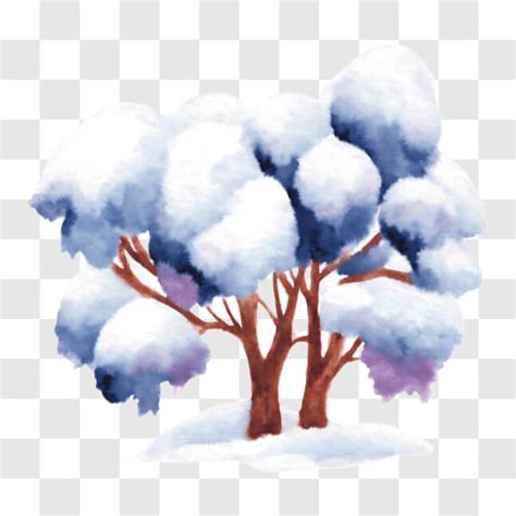 Download Beautiful Watercolor Painting of Snowy Trees PNG Online ...