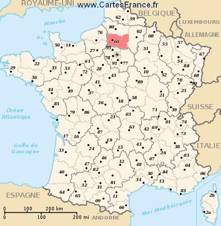 OISE : map, cities and data of the departement of Oise 60