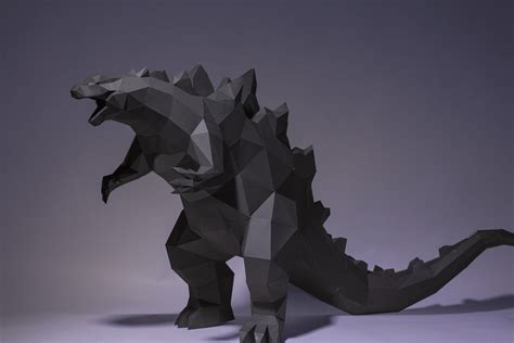 Godzilla Paper Craft, Digital Template, Origami, PDF Download DIY, Low ...