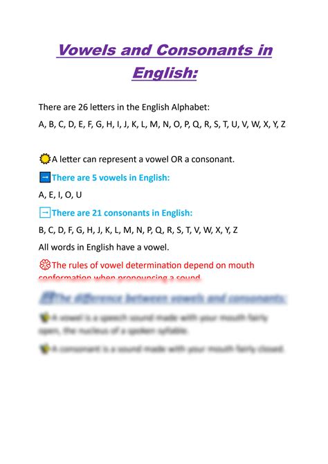 SOLUTION Vowels And Consonants In English Studypool