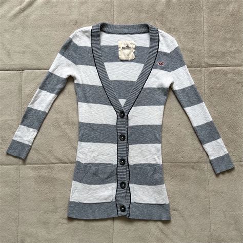 S Grey White Striped Twilightcore Cardigan