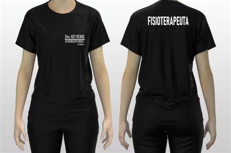 Camiseta Preta Uniforme Profissional Fisioterapeuta Elo7