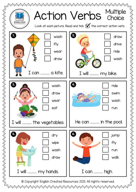 Action Verbs Activity Book