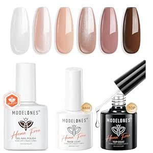 Amazon Modelones Colors Hema Free Nude Gel Polish With Pcs Hema Free Gel Base And Top