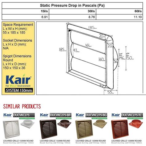 Buy Kair White Gravity Grille Mm External Dimension Ducting Air Vent