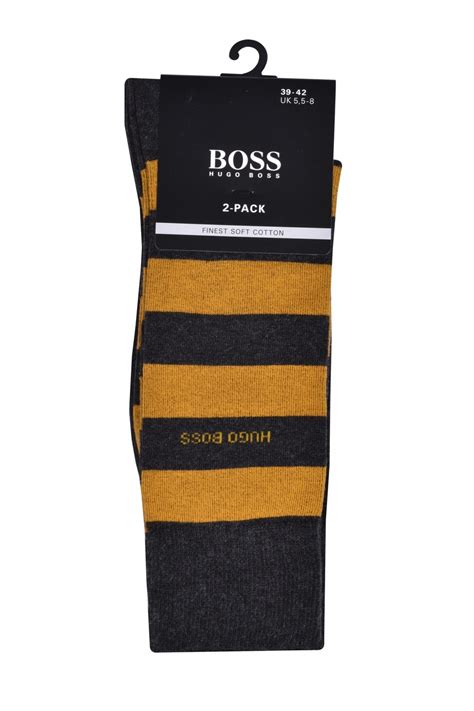 Boss 2 Pack Block Stripe Socks Charcoal 50392452 013 Michael Stewart