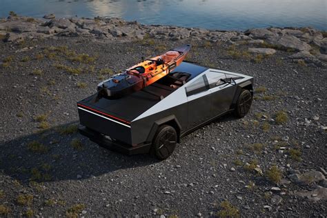 Фото: Тесла Кибертрак, каяк, электрический пикап