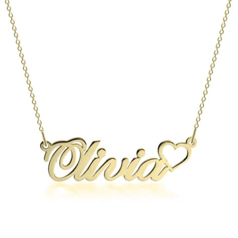 Classic Name Necklace With Heart - Name Necklace