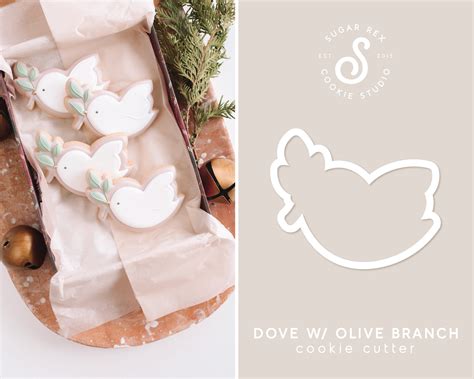 Dove W Olive Branch Cookie Cutter Etsy