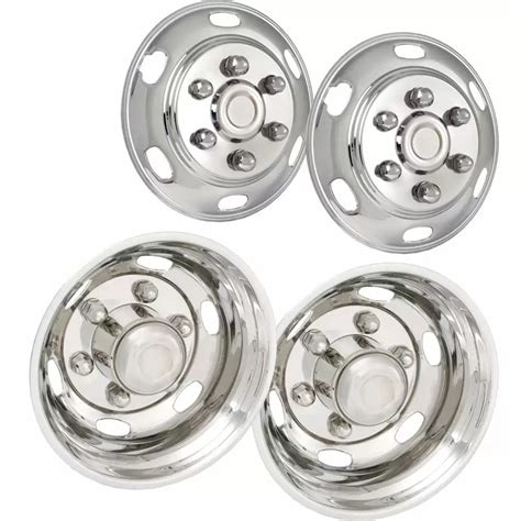 19 5 Stainless Steel Wheel Simulator Set 6 Lug 6 Hand Holes Dual Rear Wheels Fits Hino