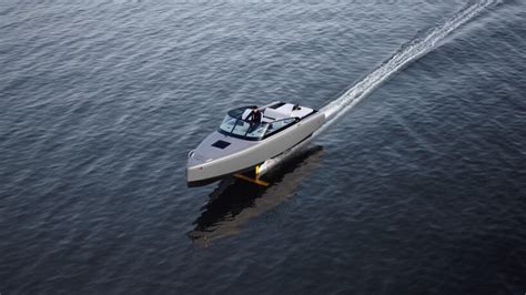 Candela Launches C Polestar Electric Boat With Hydrofoils Painted In Gold