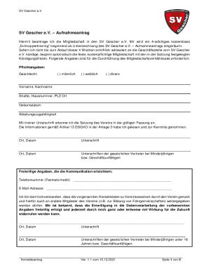 Ausf Llbar Online Sv Gescher E V Aufnahmeantrag Fax Email Drucken