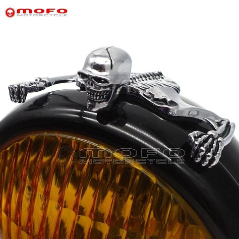 Custom Motorcycle Headlight Visor Fender Skull Skeleton Ornament