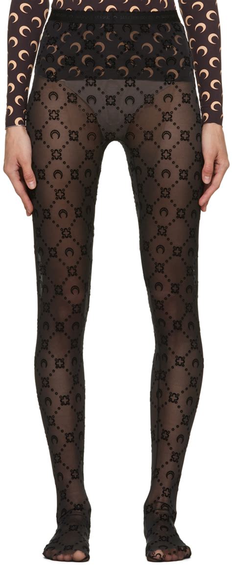 Buy MARINE SERRE Black Flocked Tights 00 Black At 73 Off Editorialist