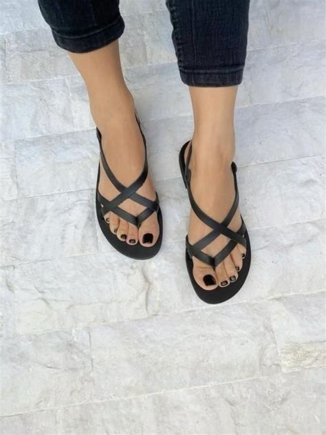 Black Strappy Leather Sandals