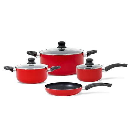 Wens Batería De Cocina 7 Piezas Aluminio Prensado Firenze Roja Wens