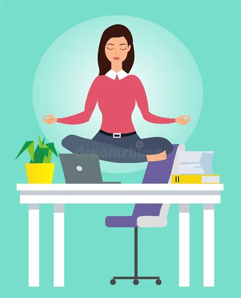 Businesswoman Doing Yoga In Office Stock Vector Illustration Of Lotus Determination 162216358