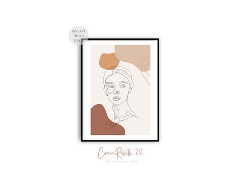 Line Art Woman Printable Wall Decor Line Art Face Terracotta Boho Decor