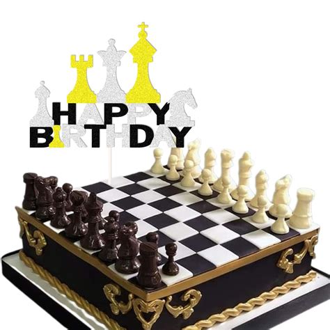 Chojoy Chess Cake Topper Chess Birthday Decoration With Chess For Chess Themed Birthday Party