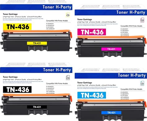 TN436 TN 436 Toner Cartridge 4 Pack Compatible Replacement For Brother