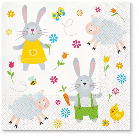 Serwetki Tissue 3 warstwowe 33 x 33 Decor EASTER JOY składane na 1 4