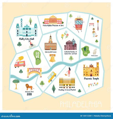 Detailed Illustrated Map Of Philadelphia City Vector Illustration ...