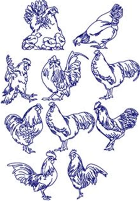 Advanced Embroidery Designs Rooster And Hen Redwork Set