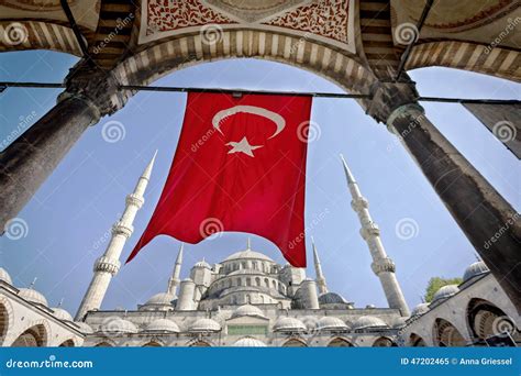 Turkish Flag At The Blue Mosque Stock Image Image Of Sancak Religion