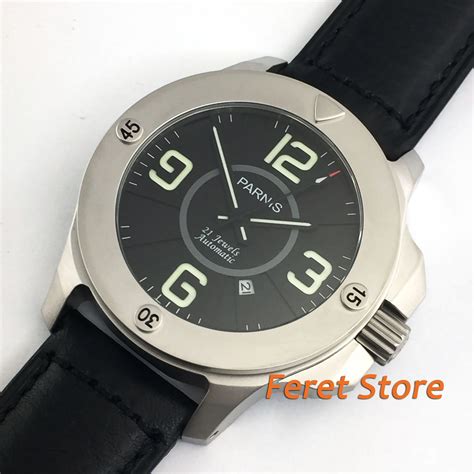 Reloj Automático de negocios para hombre pulsera Parnis de 47mm con