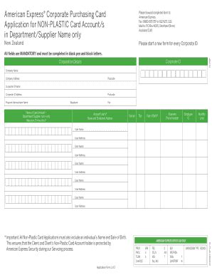 Fillable Online American Express Corporate Purchasing Card Application