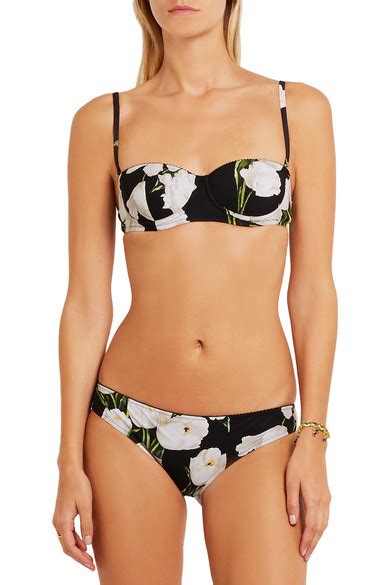 Dolce And Gabbana Floral Print Bikini Net A Porter Com