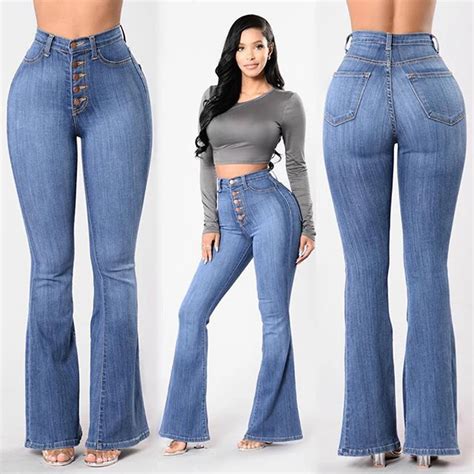 Fashion New Style Sexy Women Denim Jeans Slim Fit Flared Pants Casual