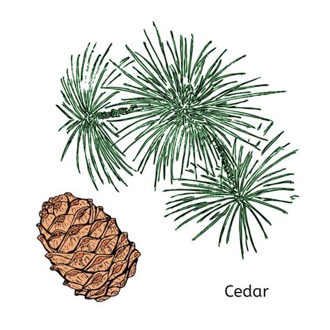 Concepto De Cedro De Dibujo Natural Vector Premium