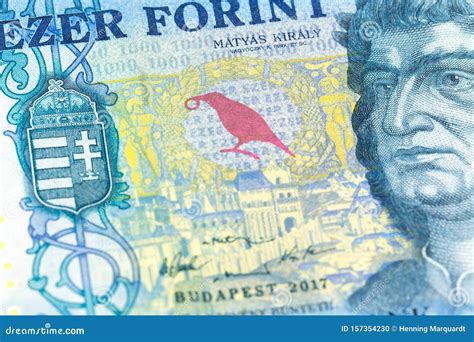 Hungarian Forint Bills Lies In Stack On Background Of Big Semi