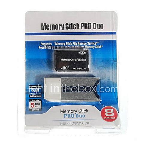 8GB Memory Stick PRO DUO Memory Card and Memory Stick Duo Adapter 81336 ...