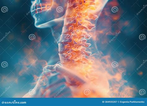 X-Ray Style Spine and Neck Illustration Stock Illustration - Illustration of fiery, biology ...