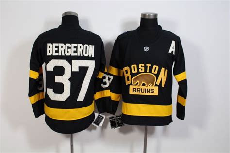 2017 Boston Bruins Winter Classic Jersey Mens #37 Patrice Bergeron Black Ice Hockey Jersey ...