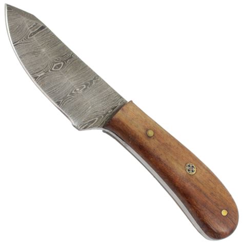 Explore True Damascus Fixed Blade Knife W Sheath Walnut Wood