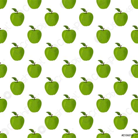 Fresh Green Apples Seamless Vector Patter Summer Bright Fruit