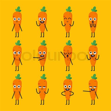 Carrot Character Set Different Options Stock Vector Colourbox